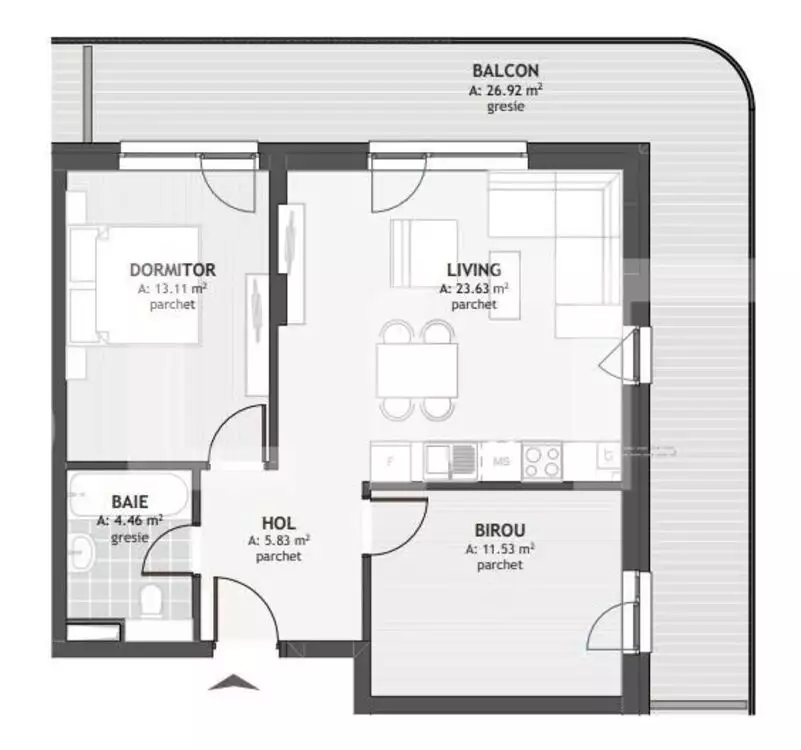 Apartament 3 camere, 58.63 mp, zona exclusivista Centrala   - PropertyBook