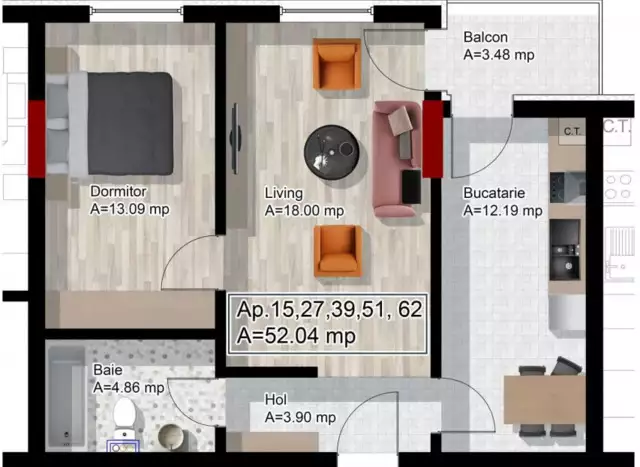 Vanzare 2 camere, 52.04 mp, etaj intermediar, imobil NOU - PropertyBook