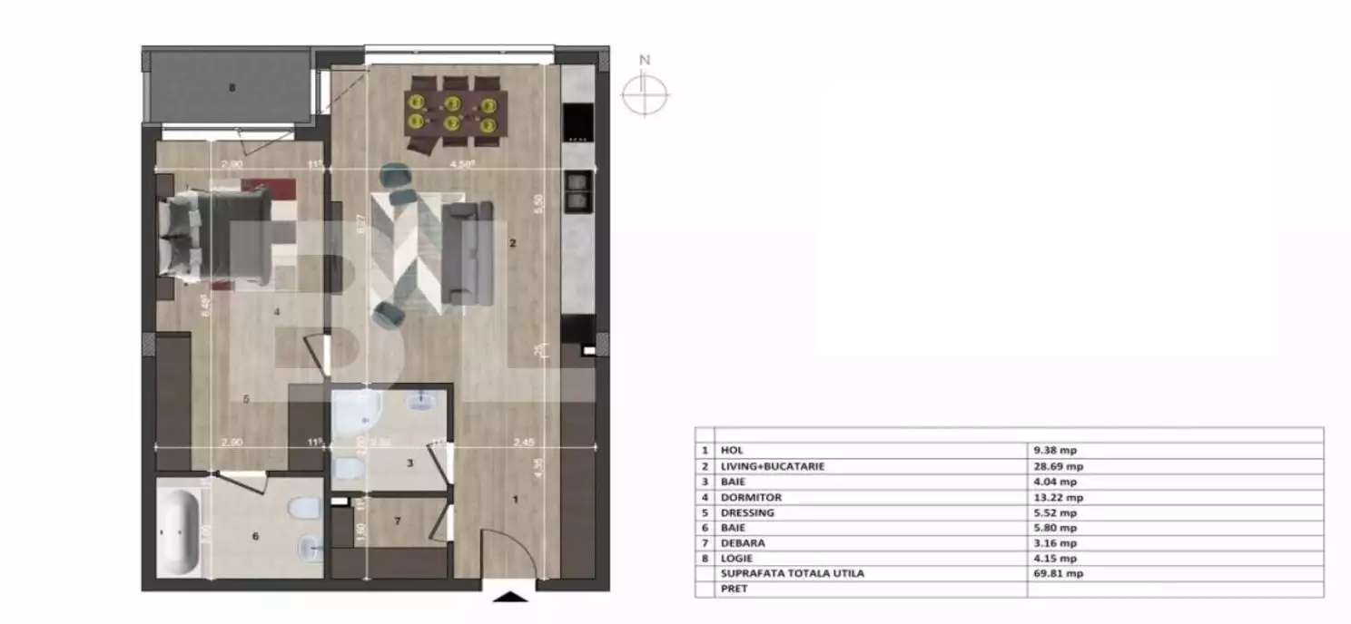 Apartament 2 camere, 70mp, etaj intermediar, imobil NOU - PropertyBook