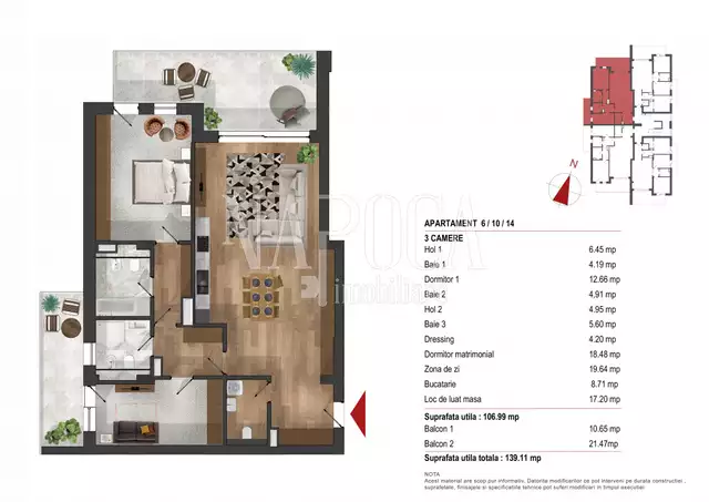 Se vinde apartament, 3 camere in Buna Ziua - PropertyBook