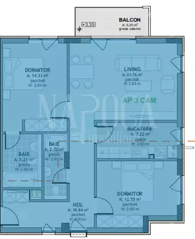Se vinde apartament, 3 camere in Borhanci - PropertyBook