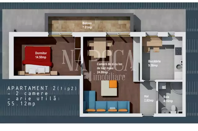 Vanzare apartament, 2 camere in Baciu - PropertyBook