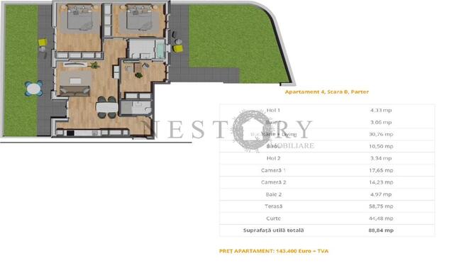 Apartament cu 4 camere|semifinisat|terasa 59mp|curte 45mp||zona Vivo - PropertyBook