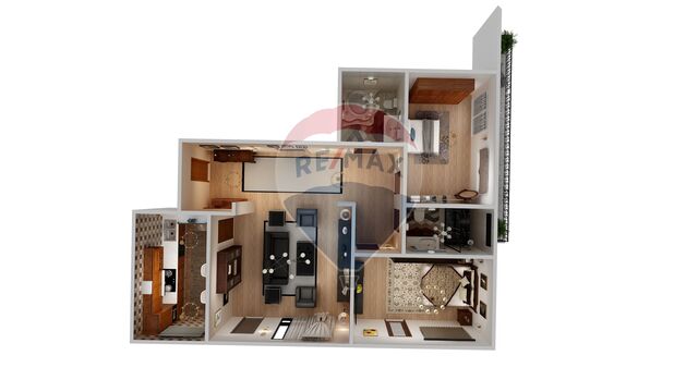 Apartament spatios cu 3 camere | 70.6 mpu | Balcon de 7.8 mp - PropertyBook