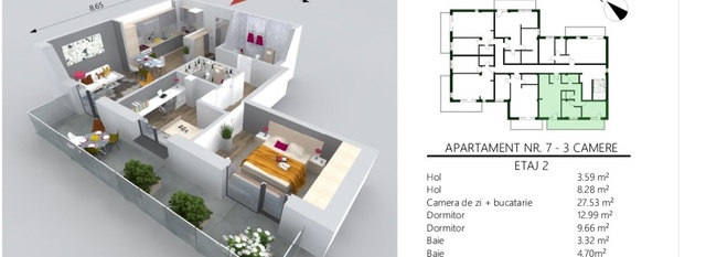 Vanzare apartament, 3 camere, in Cluj-Napoca, zona Borhanci - PropertyBook