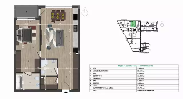Vanzare apartament, 2 camere, in Cluj-Napoca, zona Europa - PropertyBook